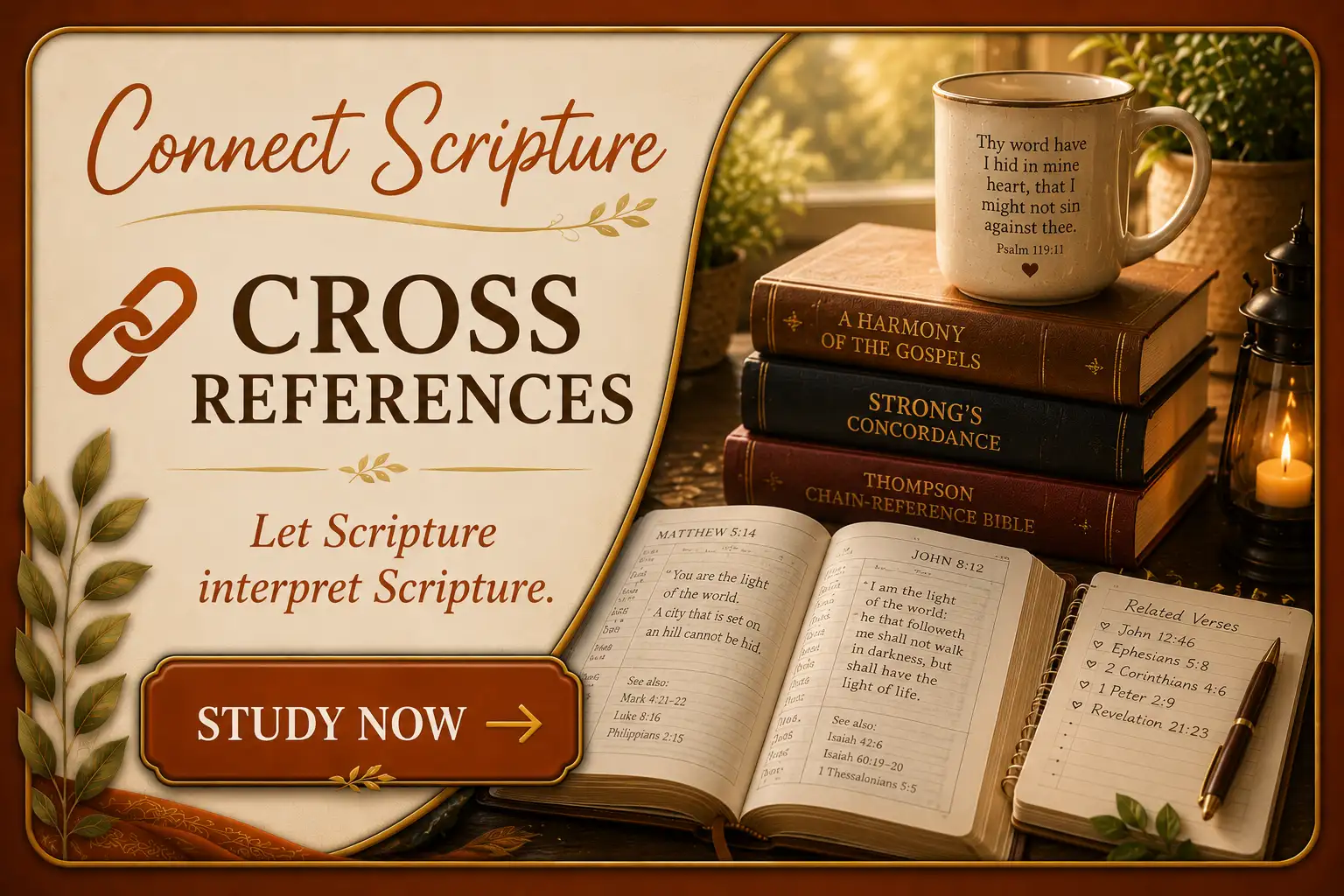 Cross Reference notebook-style Bible study card