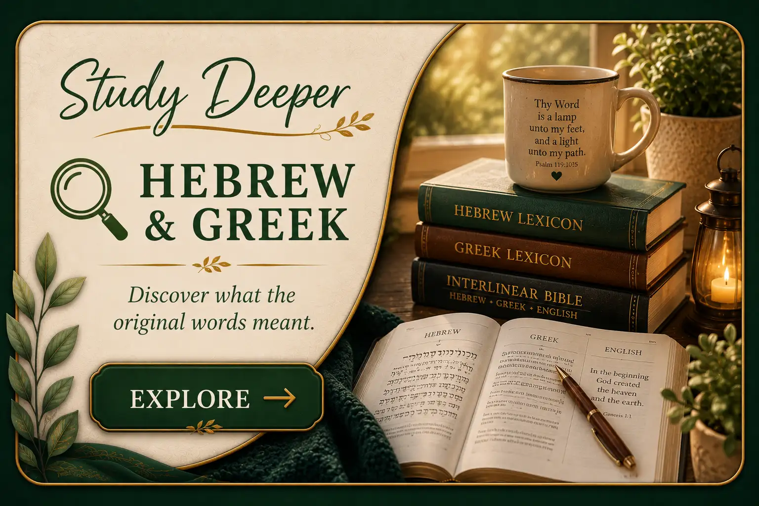 Hebrew & Greek notebook-style Bible study card