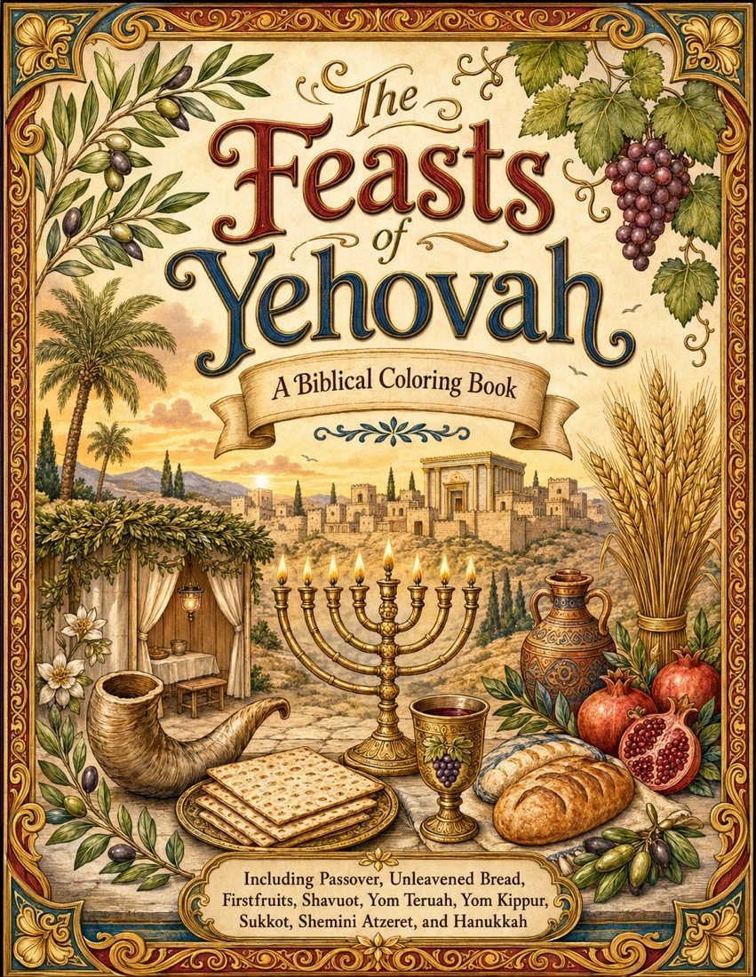The Feasts of Yehovah printable Scripture coloring book cover.